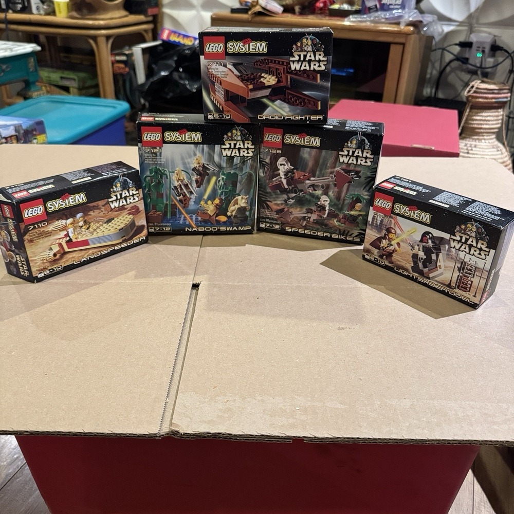 Lego 1999 Star Wars 7101 7110 71111 7121 7128 Complete Manual Box Mini figures